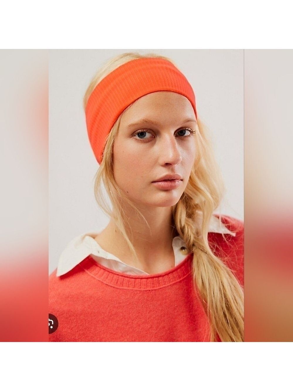 NWT Free People Super Wide Soft Headband Neon Orange
